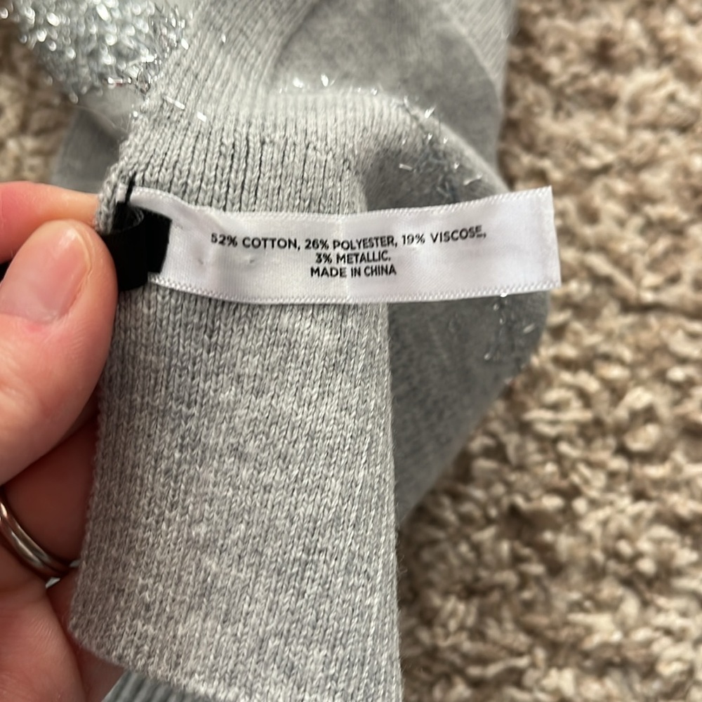 Talbots Gray Silver Tinsel Stripe Warm Winter Scarf w/ Ribbing - Picture 6 of 7